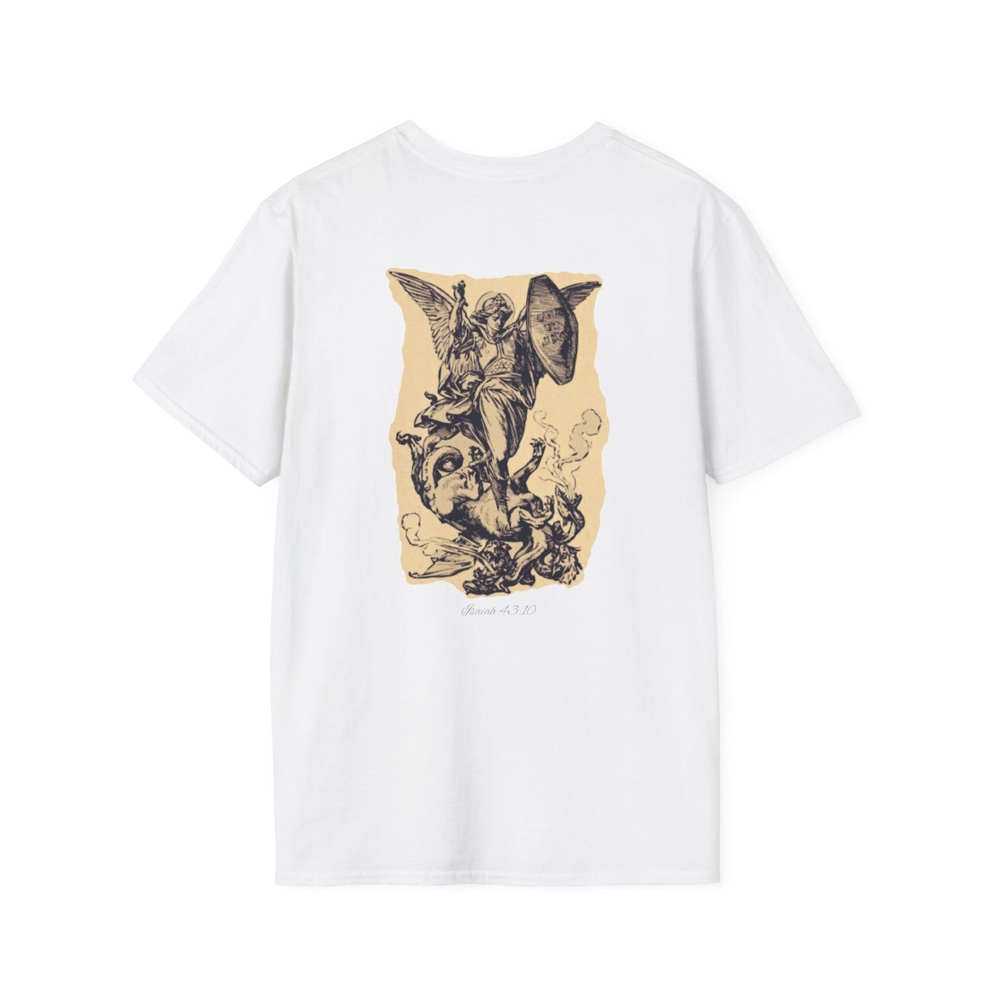 St. Micheal, Isaiah 43:10, White and Black, T-Shirt